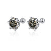 Women's 925 Sterling Silver Classic Round Moissanite Claw Screw Earrings Plated Pt950 Gold