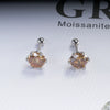 Women's 925 Sterling Silver Classic Round Moissanite Claw Screw Earrings Plated Pt950 Gold