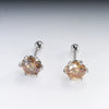 Women's 925 Sterling Silver Classic Round Moissanite Claw Screw Earrings Plated Pt950 Gold