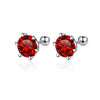 Women's 925 Sterling Silver Classic Round Moissanite Claw Screw Earrings Plated Pt950 Gold