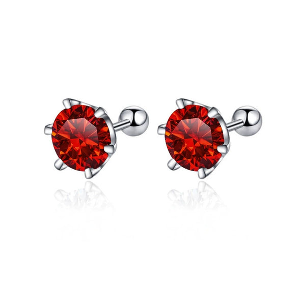 Women's 925 Sterling Silver Classic Round Moissanite Claw Screw Earrings Plated Pt950 Gold