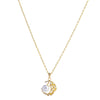 Women's Sterling Silver Crescent Moon Necklace With Synthetic Pearl And Zircon Hollow Pendant And Electroplated Cross Chain