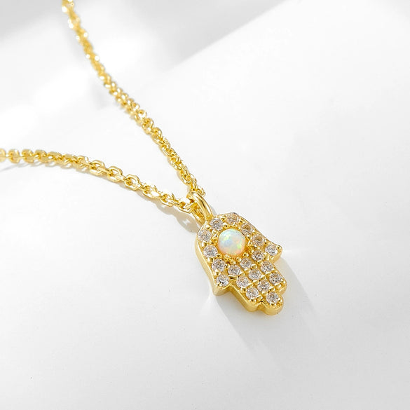 Women's 925 Sterling Silver Cross Chain Necklace With Diamond And Opal