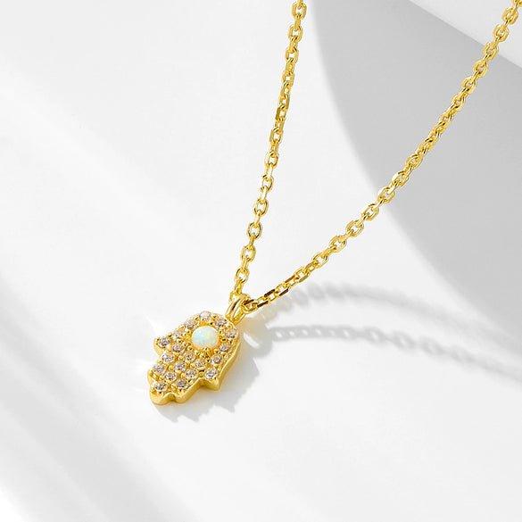 Women's 925 Sterling Silver Cross Chain Necklace With Diamond And Opal