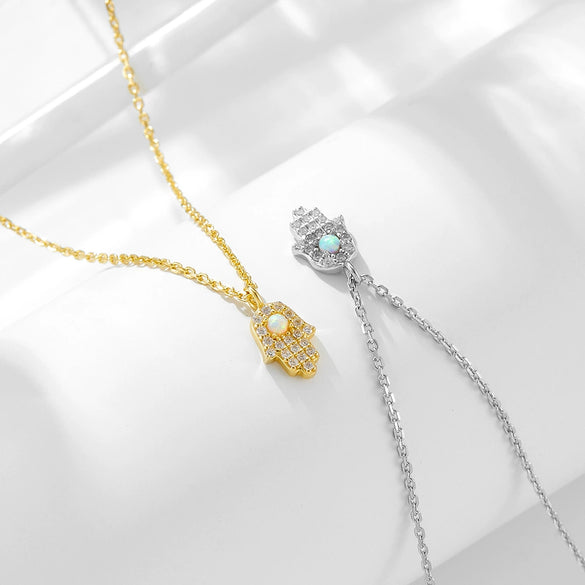 Women's 925 Sterling Silver Cross Chain Necklace With Diamond And Opal