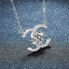 Women's Sterling Silver Cross Chain Necklace With Geometric Moissanite Pendant And Diamond Design