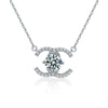 Women's Sterling Silver Cross Chain Necklace With Geometric Moissanite Pendant And Diamond Design