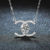 Women's Sterling Silver Cross Chain Necklace With Geometric Moissanite Pendant And Diamond Design