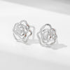 Women's Sterling Silver Cut Out Rose Earrings With Diamond Treatment And Flower Pattern In Light Luxury Style