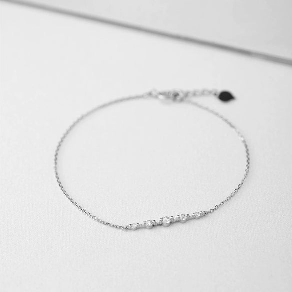 Women's 925 Sterling Silver Diamond Geometric Bracelet With 14K Gold Plating