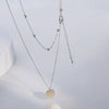 Women's 925 Sterling Silver Double Layer Geometric Round Pendant Necklace With Electroplated Finish Simple Choker Clavicle Chain