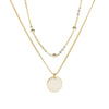 Women's 925 Sterling Silver Double Layer Geometric Round Pendant Necklace With Electroplated Finish Simple Choker Clavicle Chain