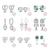 Women's 925 Sterling Silver Dream Catcher Four Leaf Clover Animal Zodiac Electroplated Earrings
