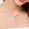 Women's Sterling Silver Drop Shape Pendant Necklace With Zircon And White Gold Plated Finish