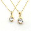 Women's Sterling Silver Drop Shape Pendant Necklace With Zircon And White Gold Plated Finish