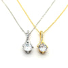 Women's Sterling Silver Drop Shape Pendant Necklace With Zircon And White Gold Plated Finish