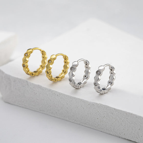Women's 925 Sterling Silver Earrings Simple Geometric Electroplated Style