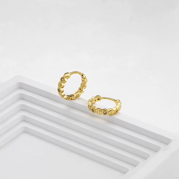 Women's 925 Sterling Silver Earrings Simple Geometric Electroplated Style
