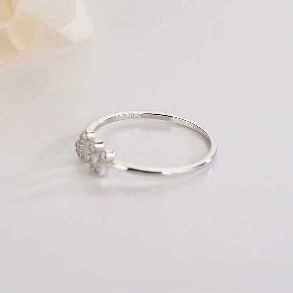 Women's 925 Sterling Silver Electroplated Adjustable Open Ring With Unique Diamondinspired Statement Design