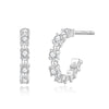 Women's 925 Sterling Silver Electroplated Cshaped Geometric Polka Dot Zircon Row Diamond Earrings