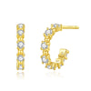 Women's 925 Sterling Silver Electroplated Cshaped Geometric Polka Dot Zircon Row Diamond Earrings