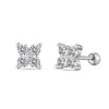 Women's 925 Sterling Silver Electroplated Geometric And Flower Patterned Mini Earrings