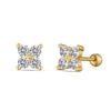 Women's 925 Sterling Silver Electroplated Geometric And Flower Patterned Mini Earrings