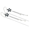 Women's 925 Sterling Silver Elegant Floral Tassel Earrings With Five Petal Flower Design For Round Face