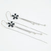 Women's 925 Sterling Silver Elegant Floral Tassel Earrings With Five Petal Flower Design For Round Face