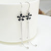 Women's 925 Sterling Silver Elegant Floral Tassel Earrings With Five Petal Flower Design For Round Face