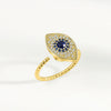 Women's Sterling Silver Evil Eye Swivel Ring Adjustable Electroplated Anxiety Relief Index Finger Ring