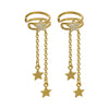 Women's Sterling Silver Five Pointed Star Tassel Clip On Earrings Long Electroplated Design For Non Pierced Ears