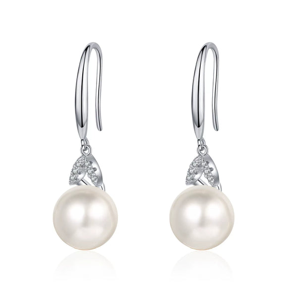 Women's 925 Sterling Silver Flower Earrings With Freshwater Pearl And Moissanite Light Luxury Style