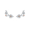 Women's 925 Sterling Silver Flower Leaves Electroplated Earrings