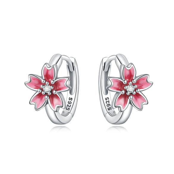 Women's 925 Sterling Silver Flower Leaves Electroplated Earrings