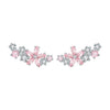 Women's 925 Sterling Silver Flower Leaves Electroplated Earrings