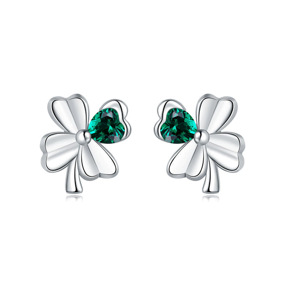 Women's 925 Sterling Silver Flower Leaves Electroplated Earrings