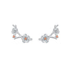 Women's 925 Sterling Silver Flower Leaves Electroplated Earrings