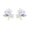 Women's 925 Sterling Silver Flower Leaves Electroplated Earrings