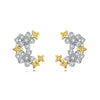 Women's 925 Sterling Silver Flower Leaves Electroplated Earrings