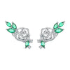 Women's 925 Sterling Silver Flower Leaves Electroplated Earrings