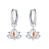 Women's 925 Sterling Silver Flower Leaves Electroplated Earrings