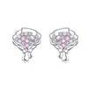 Women's 925 Sterling Silver Flower Leaves Electroplated Earrings