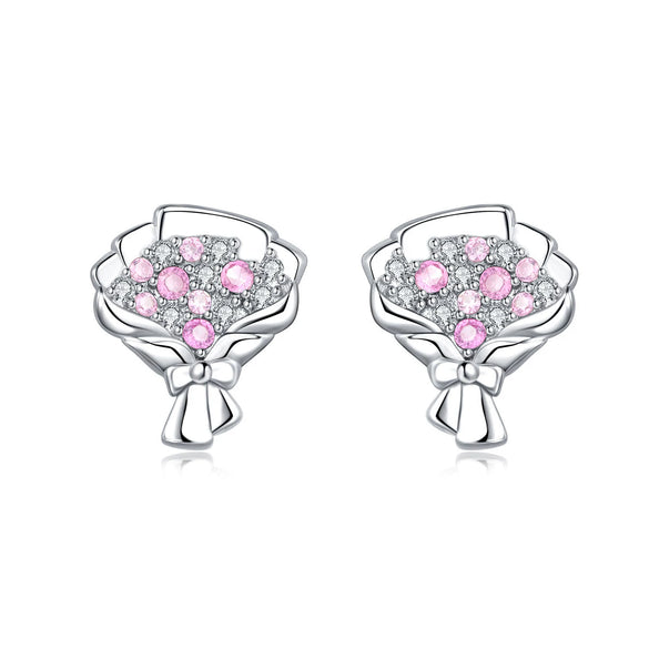 Women's 925 Sterling Silver Flower Leaves Electroplated Earrings