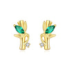 Women's 925 Sterling Silver Flower Leaves Electroplated Earrings
