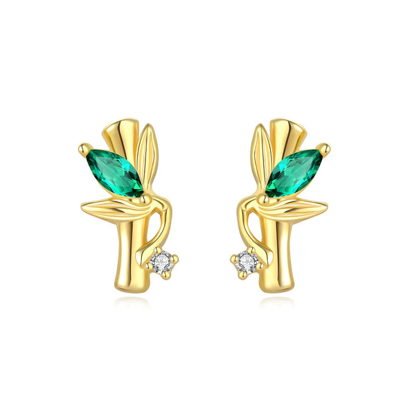 Women's 925 Sterling Silver Flower Leaves Electroplated Earrings