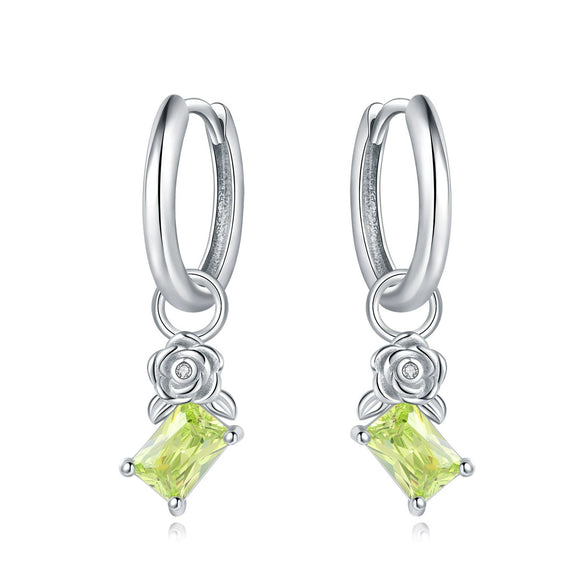 Women's 925 Sterling Silver Flower Leaves Electroplated Earrings
