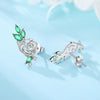 Women's 925 Sterling Silver Flower Leaves Electroplated Earrings