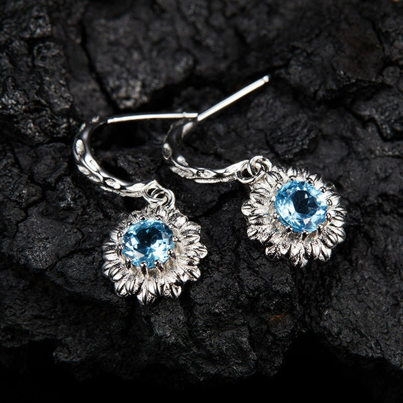 Women's 925 Sterling Silver Flower Multicolor Gemstone Necklace