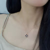 Women's 925 Sterling Silver Four Leaf Clover Agate Necklace With Rose Gold Electroplated Cross Chain Elegant Pendant